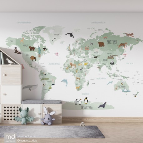 Обои для детской комнаты Карта мира 6