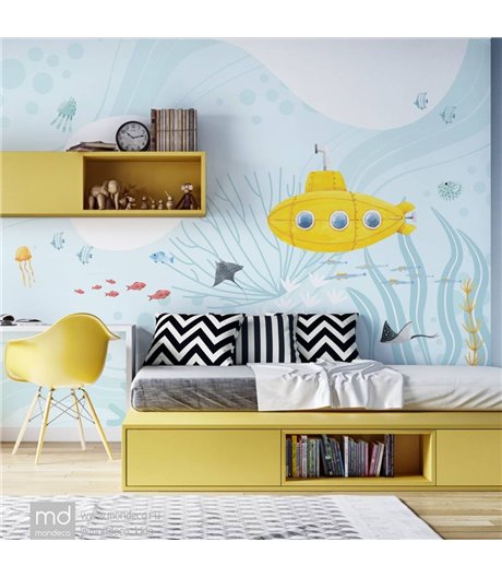 Бесшовные обои для детской комнаты Жёлтая субмарина (арт. m011), Mondeco