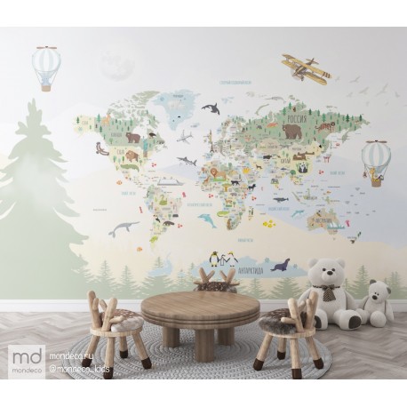 Бесшовные фотообои фреска Карта мира, арт. k13, Mondeco