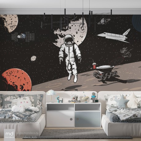 Обои Космонавт в интерьере детской комнаты