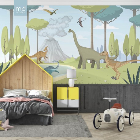 Бесшовные детские обои Динозавры (арт. di09), Mondeco