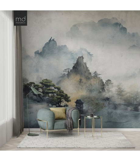Бесшовные обои Китайский домик в горах (арт. prw16), Mondeco