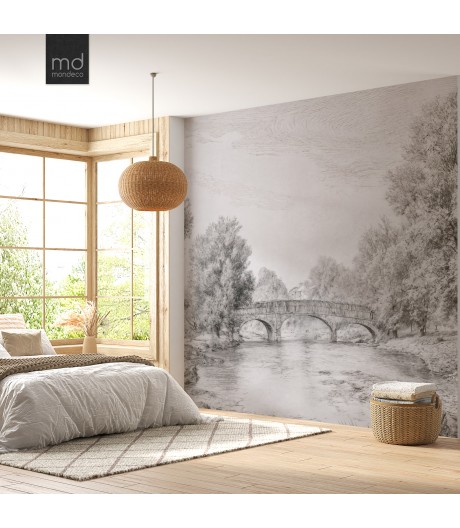 Бесшовные обои Мост в лесу (арт. prw23), Mondeco