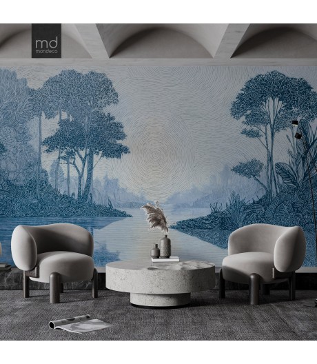 Бесшовные обои Синий лес (арт. prw32),Mondeco