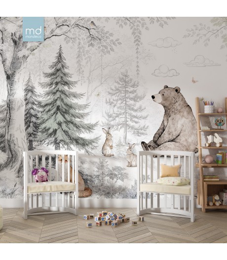 Бесшовные обои для детской комнаты сказочный лес (арт. les23), Mondeco