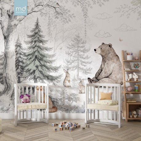 Бесшовные обои для детской комнаты сказочный лес (арт. les23), Mondeco