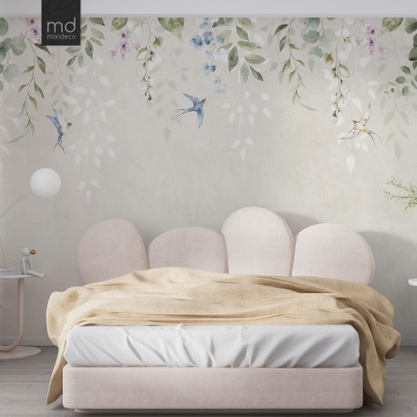 Бесшовные обои Цветы и птицы (арт. fw84), Mondeco