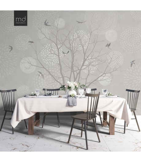 Бесшовные обои Ласточки и дерево (арт. zh14), Mondeco