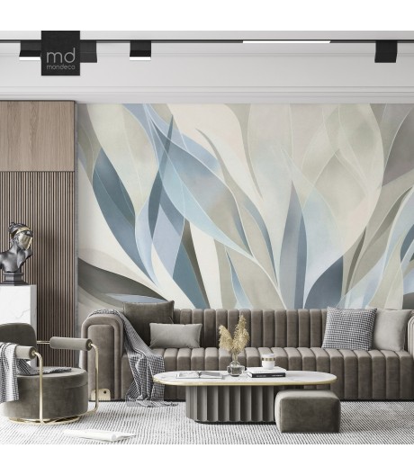 Бесшовные обои Абстрактные голубые листья (арт. ab23), Mondeco