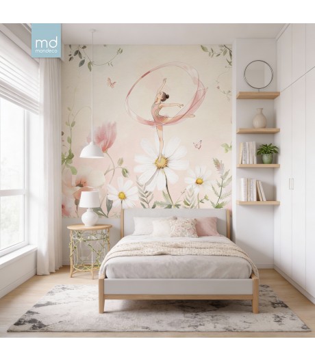 Бесшовные обои Гимнастка на ромашке (арт. fit12), Mondeco