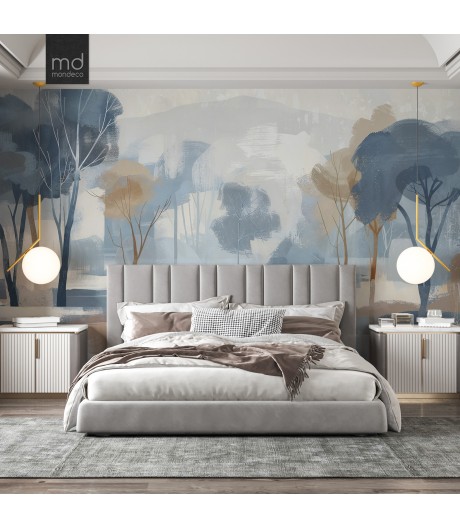 Бесшовные обои Лес в синеве (арт. prw42), Mondeco