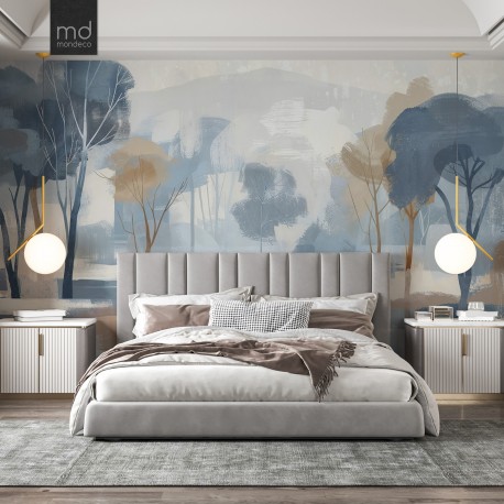 Бесшовные обои Лес в синеве (арт. prw42), Mondeco