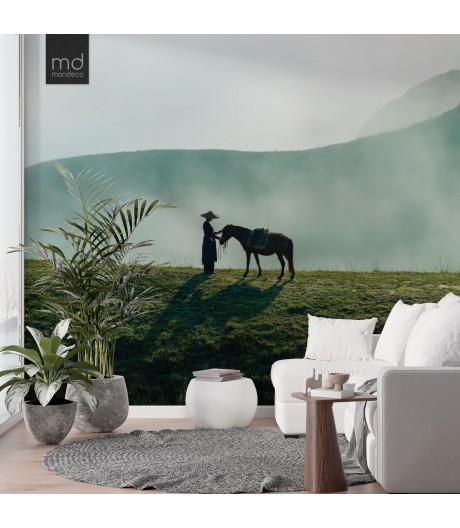 Бесшовные обои Лес и горы в синеве (арт. prw43), Mondeco
