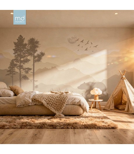 Бесшовные фотообои фрески в детскую Медведи в горах (арт. gsm61), Mondeco